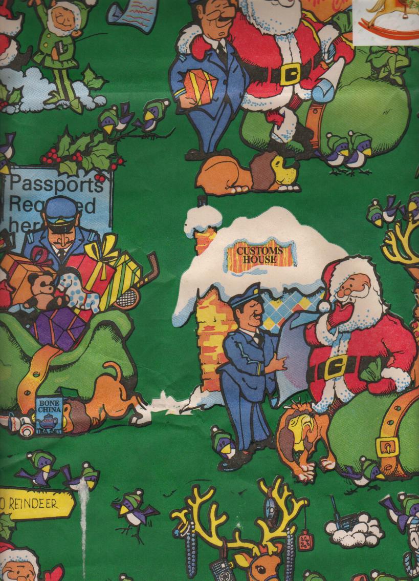 Customs christmas wrapping paper